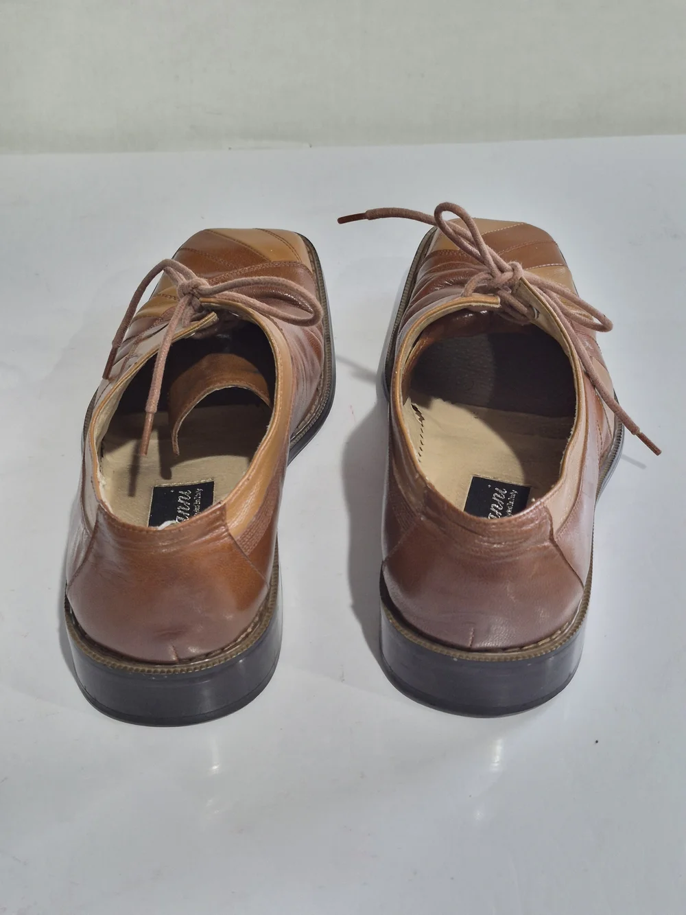 Giovanni Men's Two-Tone Brown Leather Lace-Up Dress Shoes Size 9